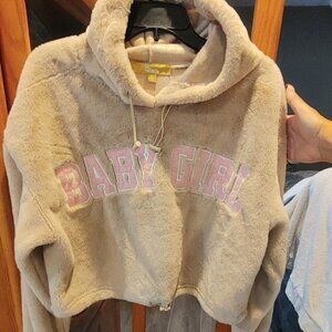 Cult Favorite Faux Fur Baby Girl Crop Hoodie